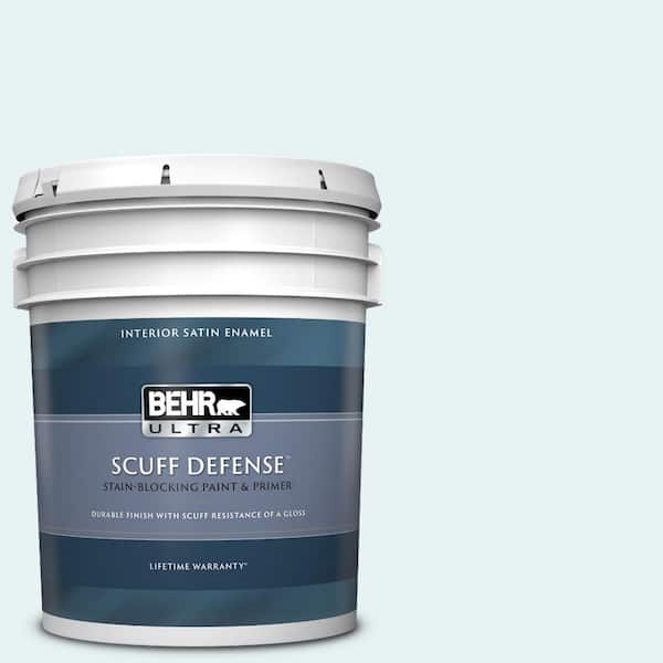 BEHR ULTRA 5 gal. #BL-W04 Ethereal White Extra Durable Satin Enamel Interior Paint & Primer