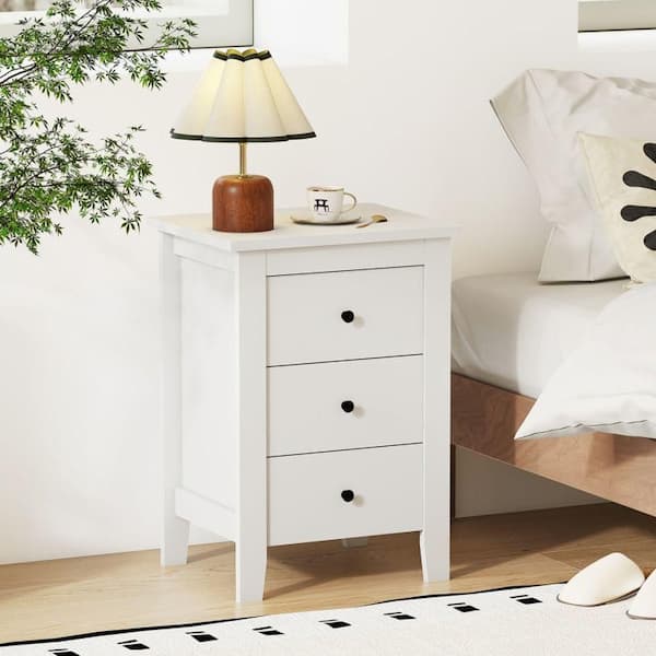 Modern White 3-Drawers Nightstand for Living Room and Bedroom