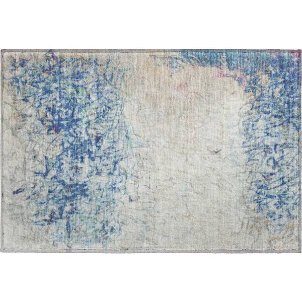 Mayfield Premium Machine Washable Abstract AMF2449 Navy 2 ft. x 3 ft. Accent Rug