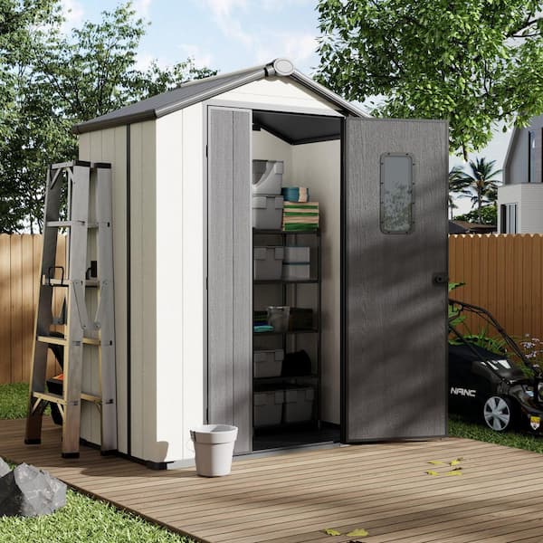 5 ft. x 3 ft. Resin Outdoor Storage Shed with Lockable Doors, Translucent Door Panels, and Sloped Roof(15 sq. ft. )