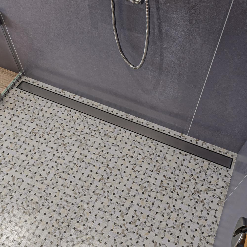 59'' Brushed Stainless Steel Linear Shower Drain with Solid Cover