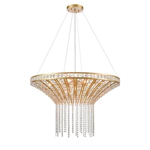 Franklin 36 in. Wide 8-Light Champagne Gold Chandelier with Metal Shade
