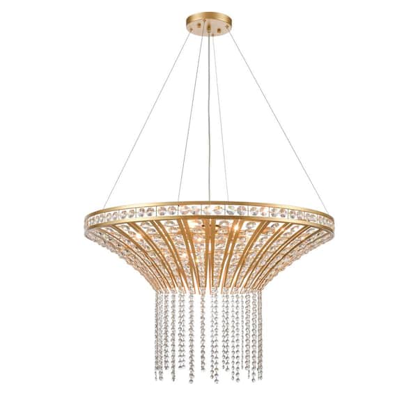 Titan Lighting Franklin 36 in. Wide 8-Light Champagne Gold Chandelier with Metal Shade