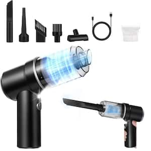 Portable Bagless Cordless HEPA Filter 120W Handheld Vacuum Cleaner and Air Duster, Rechargeable with LED Light in Black