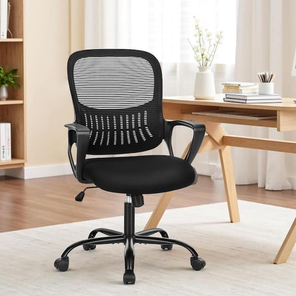 Mid-Back Mesh Ergonomic Office Chair Task Chairs Computer Swivel Rolling Chair for Home Office in Black