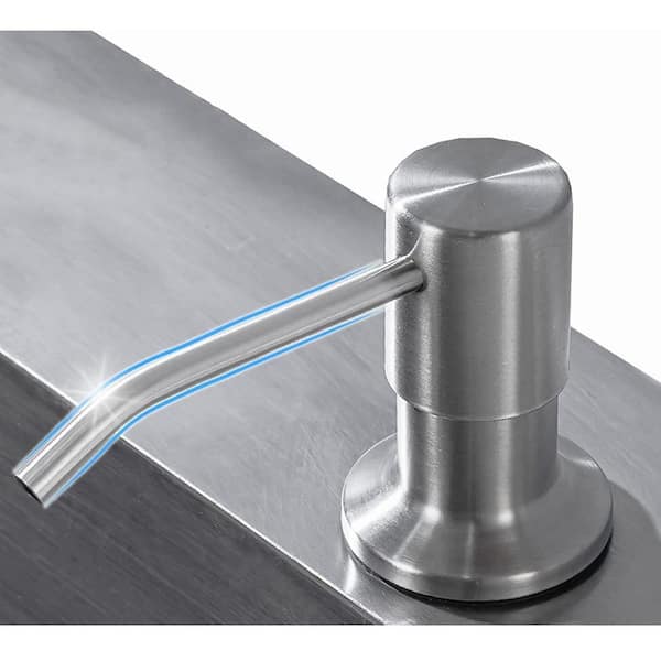 Numhew Brushed Nickel Stainless Steel Built-in Soap Dispenser with 10 oz. Large Liquid Bottle for Kitchen Sink