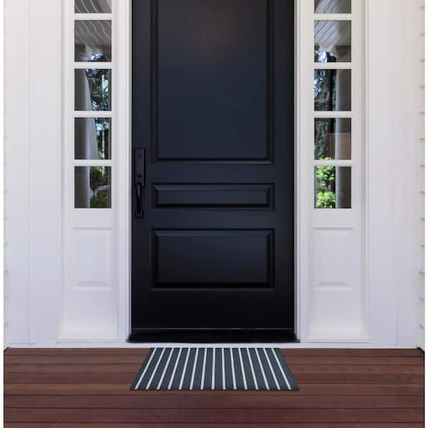 Black & Natural Stripe Outdoor Door Mat - 60 x 24 - Bed Bath & Beyond -  35660344