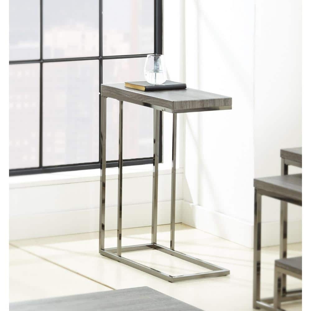 Modern Lucia 10''x18'' Rectangular Chair Side Table in Black/Gray