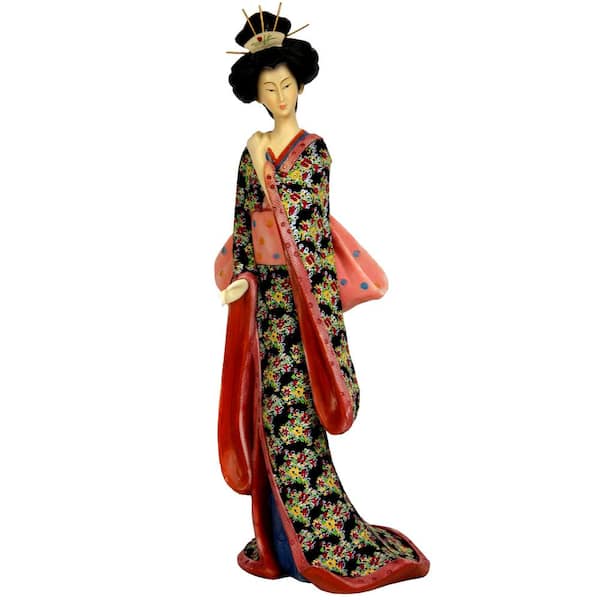 Oriental Furniture Oriental Furniture 14 in. Geisha with Pastel Sash Decorative Statue