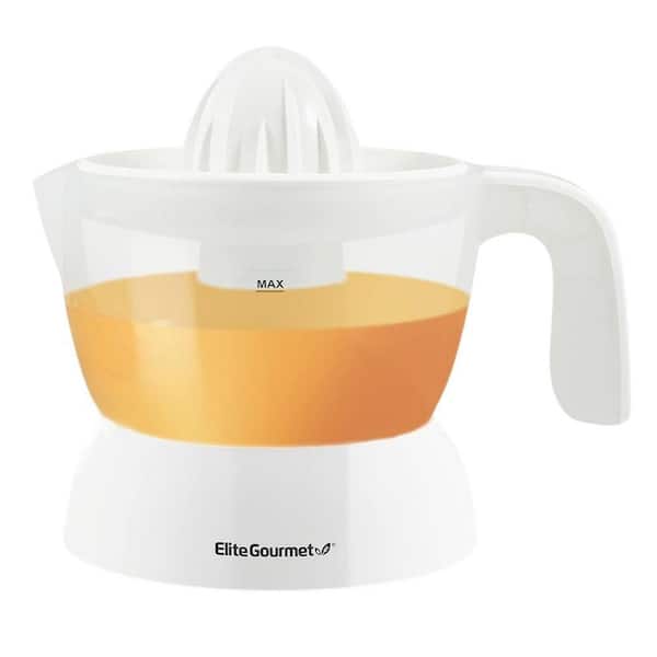 16 oz. BPA-Free Electric Citrus Juicer Extractor: Compact Large Volume Pulp Control Oranges with Easy Pour Spout, White