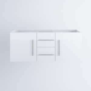 Napa 72 in. W x 20 in. D in. Double Sink Bathroom Vanity Wall Mounted In Glossy White - Cabinet Only