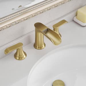 Double-Handle Vessel Sink Faucet with Pop-Up Drain in Brushed Gold