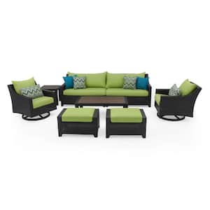 Deco 8-Piece Wicker Motion Patio Conversation Deep Seating Set with Sunbrella Ginkgo Green Cushions