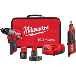 M12 FUEL 12-Volt Lithium-Ion Brushless Cordless 1/2 in. Drill Driver Kit with M12 Rotary Tool