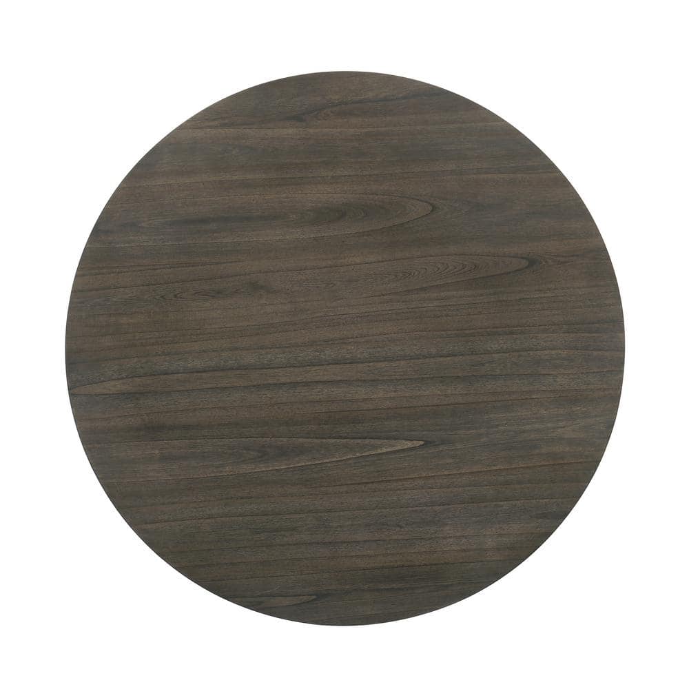 Maisie Round Extendable White and Brown Wood Dining Table
