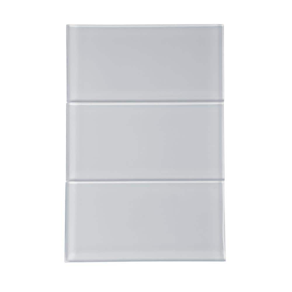 Mink Gray Glossy Glass Subway Wall Tile 3x6 - 40 Pack