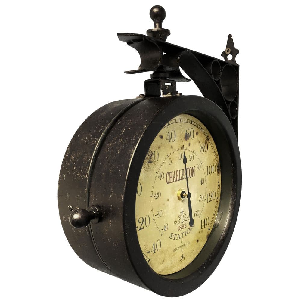 Charleston 12" Dual-Faced Brown Metal Wall Clock