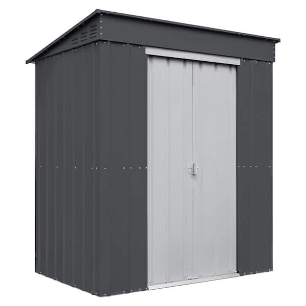 Globel Do-it Yourself Skillion 6 ft. W x 4 ft. D Metal Outdoor Storage Shed with Double Sliding Doors (24 sq. ft.)