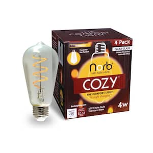 NorbCOZY 4-Watt Equivalence-relaxing ST19 2200K Clear Spiral Cozy LED bulb(4-Pack)