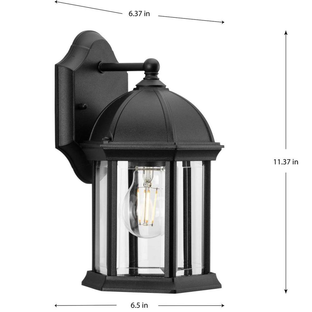Dillard Black and Bronze Outdoor Wall Lantern with Clear Glass