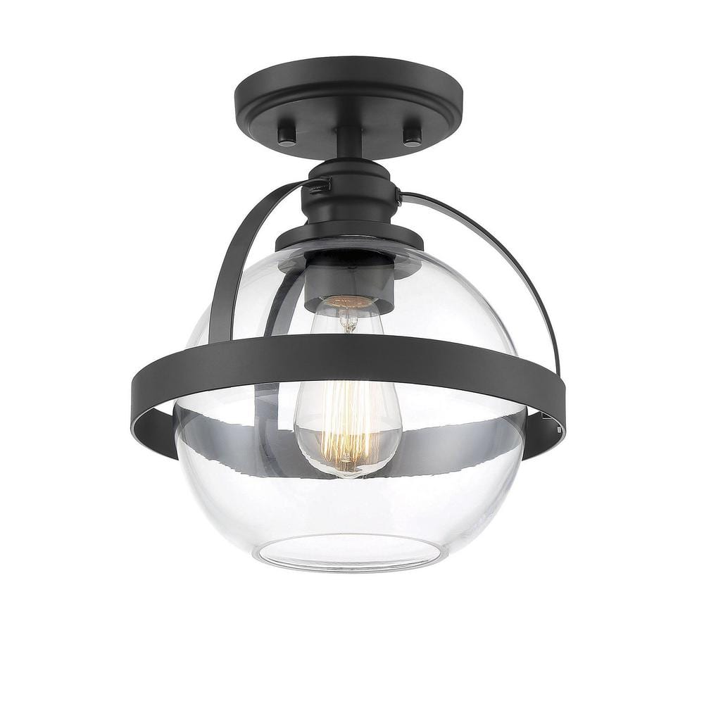 Matte Black Glass Semi-Flush Mount Ceiling Light