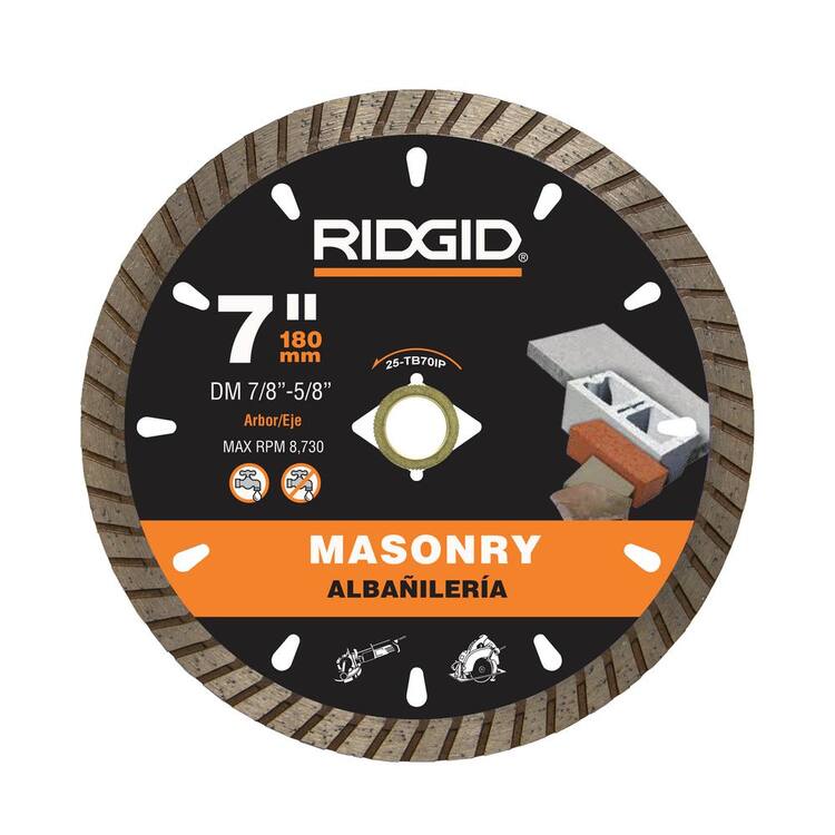 RIDGID 7 in. Masonry Cutting Turbo Rim Diamond Saw Blade