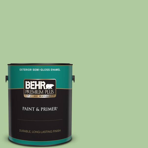 BEHR PREMIUM PLUS 1 gal. #440D-4 Desert Cactus Semi-Gloss Enamel Exterior Paint & Primer