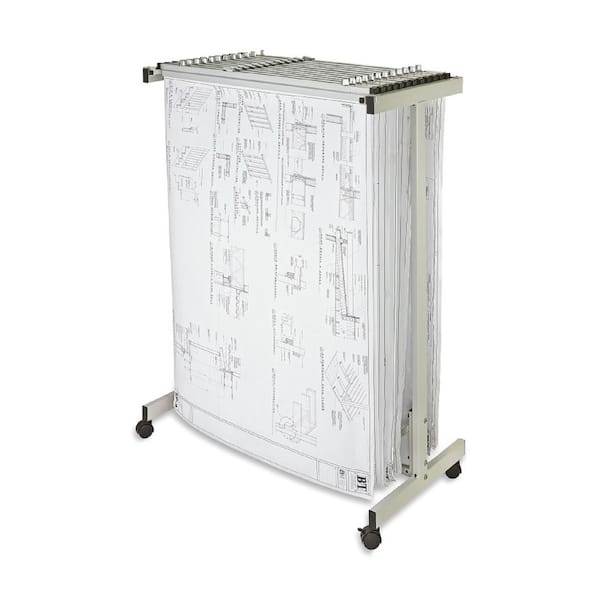AdirOffice 51 in. H x 47 in. W Portable Expandable Steel Blueprint Plan Center Hanging File Folder Racks, Grey