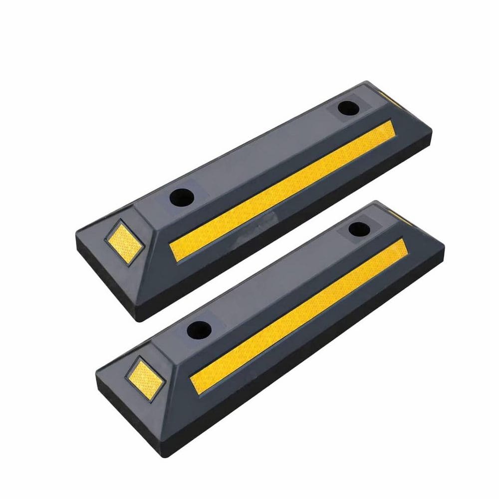 2 Pack Rubber Parking Wheel Stops with Reflective Strips, Heavy Duty Car Tire Blocks for Garage, Driveway, Lot price history on PriceWatchPro