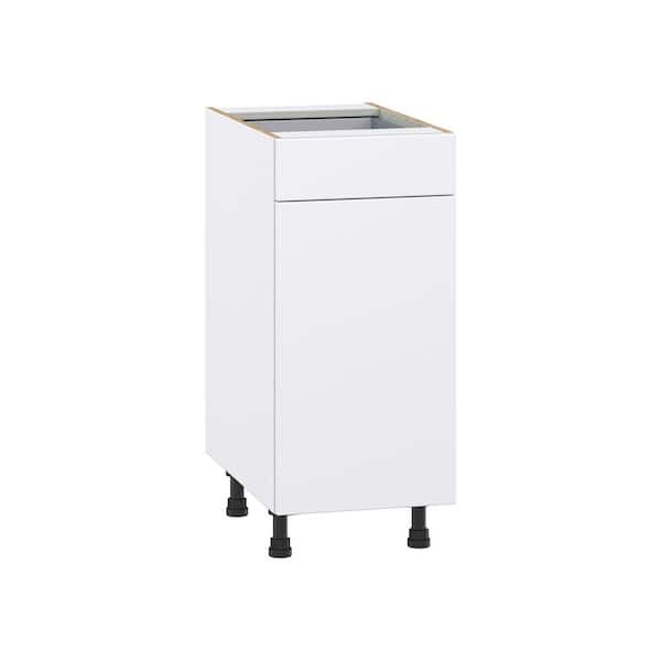 J COLLECTION Timberline 15 in. W x 24 in. D x 34.5 in. H Assembled Slab Base Kitchen Cabinet in Bright White with Drawer