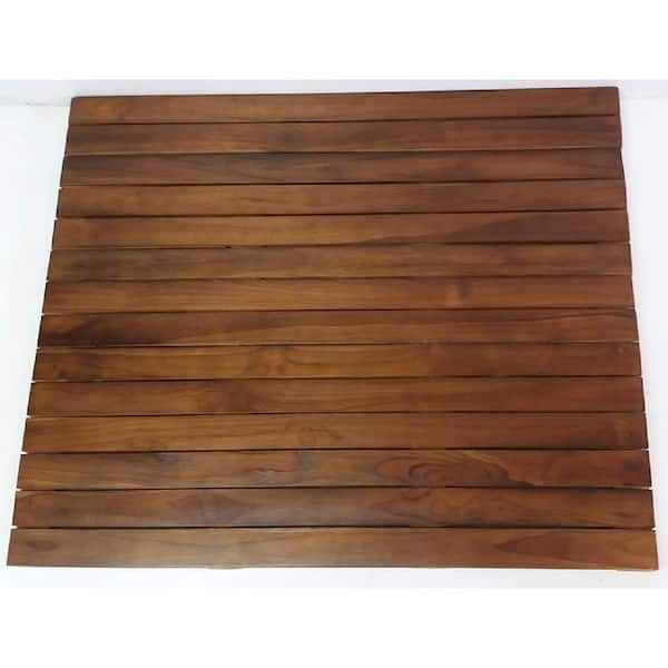 Natural Teak Floor Mat 1.5 in Thick x 36 in. W x 30 in. L Solid Teakwood Flooring (7.50 sq. ft./Piece)