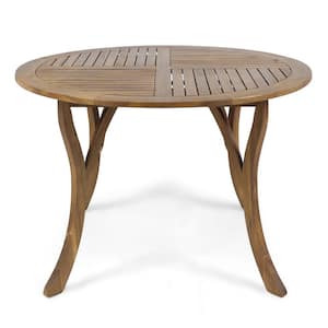 Brown Round Acacia Wood 30 in. Height Outdoor Dining Table
