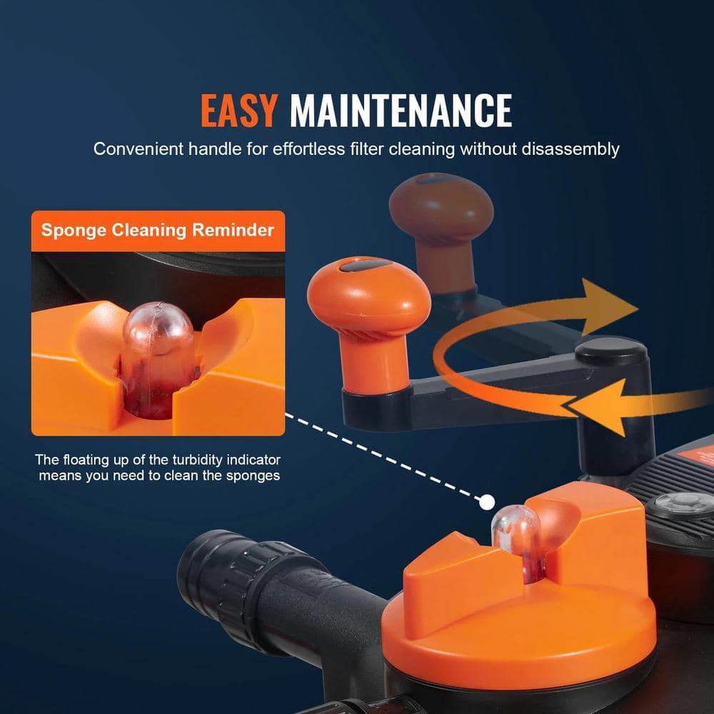 Black and Orange Pressurized Biological Pond Filter with UV-C Lamp