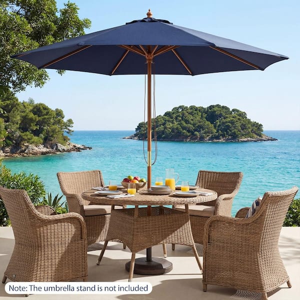 cream tilt rectangular patio umbrella 3 Tiers Patio Umbrella Outdoor Market Umbrella With Crank, Push Button Tilt For Deck, Backyard And Lawn Latitude Run Color/Pattern: Blue Size: 96.5" H