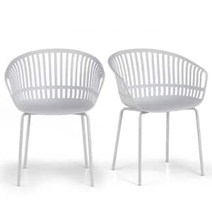 Barras White Plastic Slatted Back Dining Chair Set of 2 Included