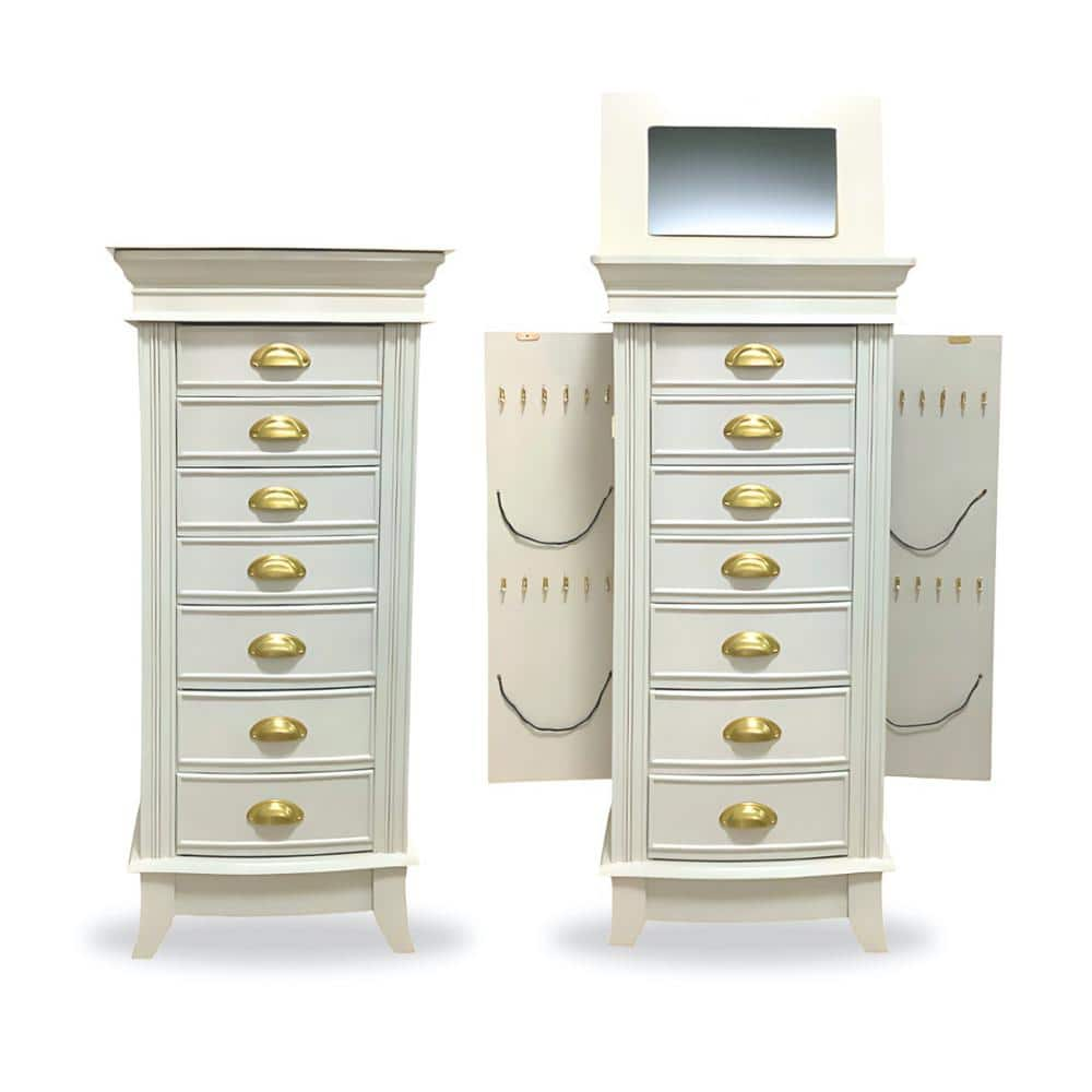 HIVES HONEY Hillary White Jewelry Armoire 40 in. x 18 in. x 12 in.