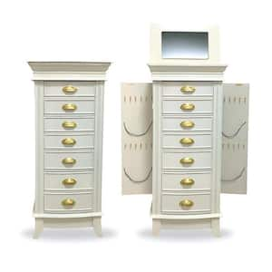 Hillary White Jewelry Armoire 40 in. x 18 in. x 12 in.