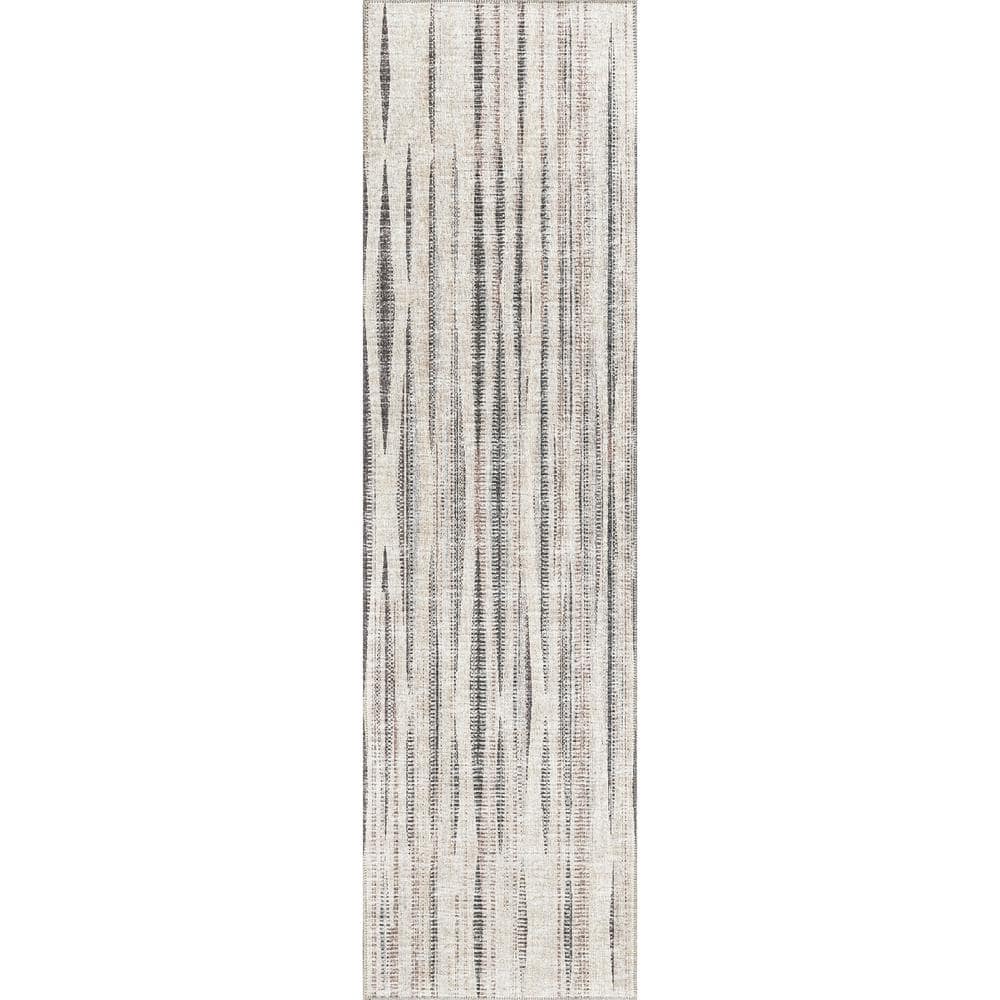 Addison Rugs Waverly Ivory 2 ft. 3 in. x 7 ft. 6 in. Geometric Indoor ...
