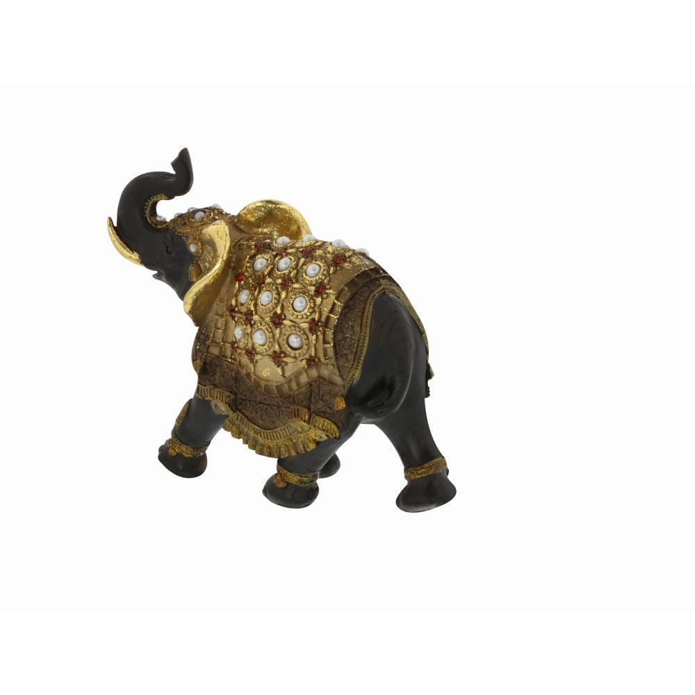 Majestic Trio Gold Polystone Elephant Statues with Satin Finish