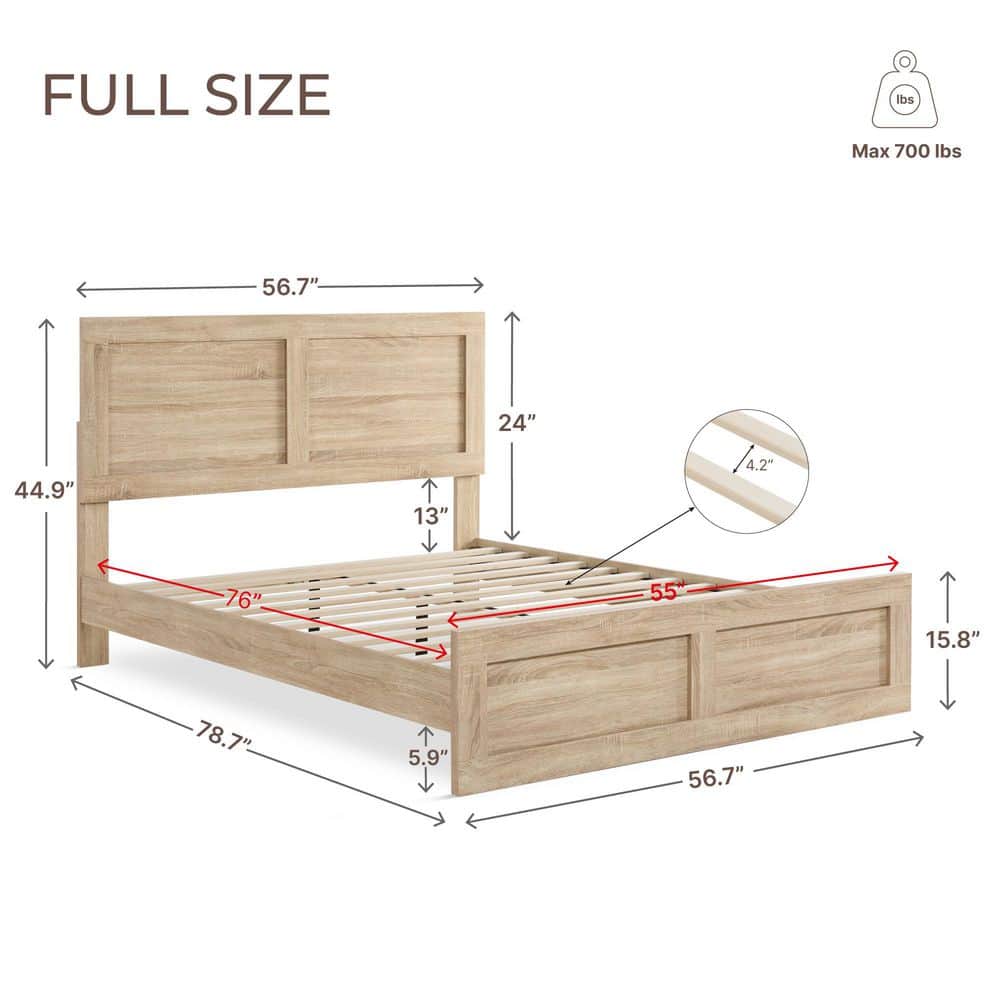 Talia Brown Wood Frame Queen Platform Bed with High Headboard Design, Solid Wood Legs, Sound-Absorbing Foam for Bedroom - thumbnail 7