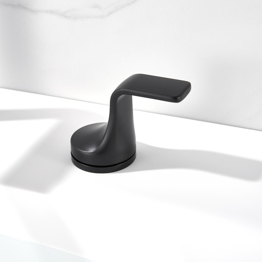 Matte Black Widespread 2-Handle Bathroom Faucet with Metal Push Pop-Up Drain