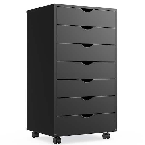 Unbranded Black 7-Drawers Mobile Storage Cabinets with Wheels for Office
