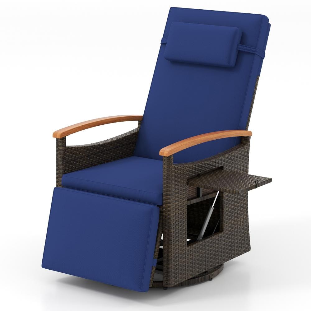Navy Rattan Patio 360° Swivel Recliner Chair with Footrest price history on PriceWatchPro