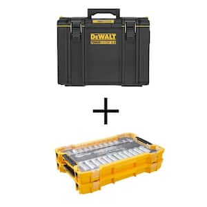 DeWalt DWST1-71195K TSTAK VI Deep Tool Storage Box & TSTAK II Suitcase Flat  Top Tool Storage Box Twin Kit