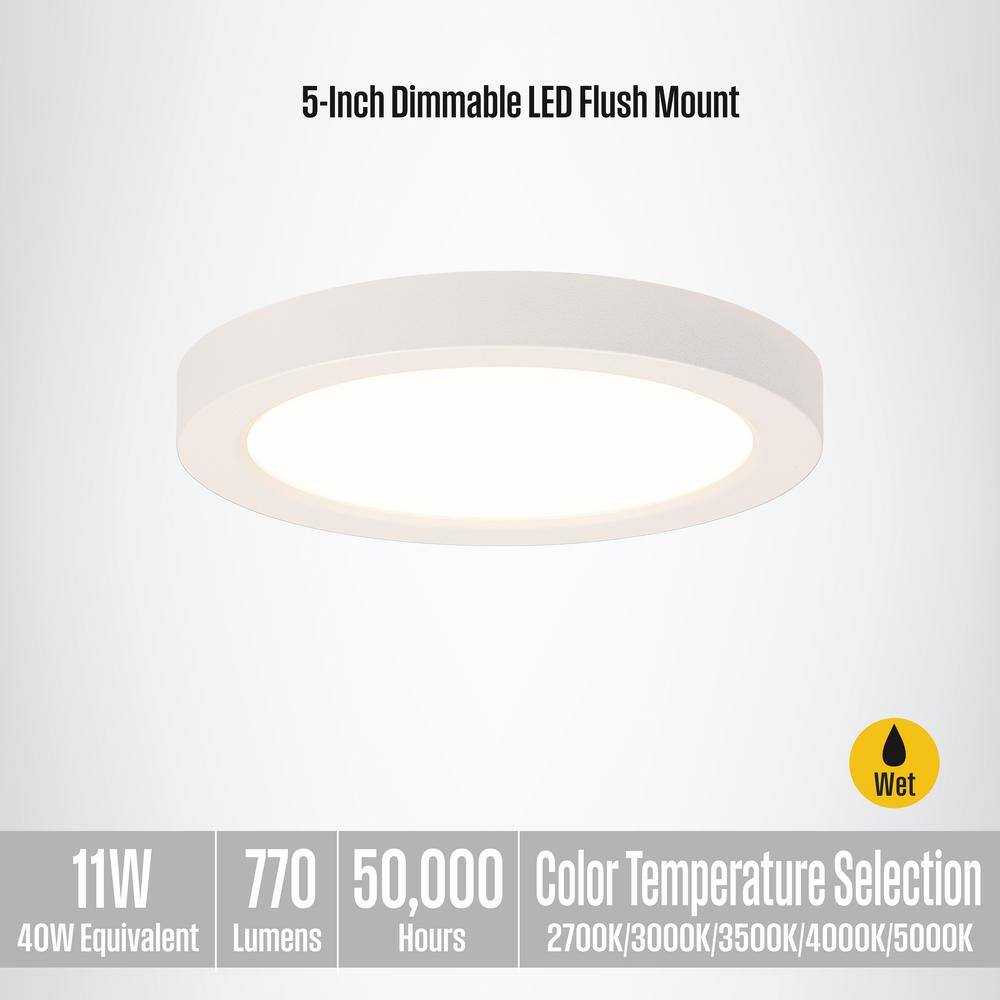 Westinghouse 5'' White LED Flush Mount Drum Ceiling Light, Energy Star