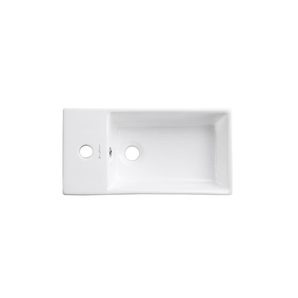 19'' Black Stainless Steel Floating Bathroom Vanity with Glossy White Ceramic Top