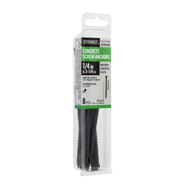 1/4 in. x 3-1/4 in. Hex-Head Concrete Anchors Black (8-Pack)