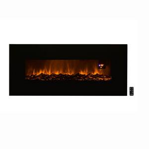 50 in. Wall-Mounted Electric Fireplace Bottom Vent, Black