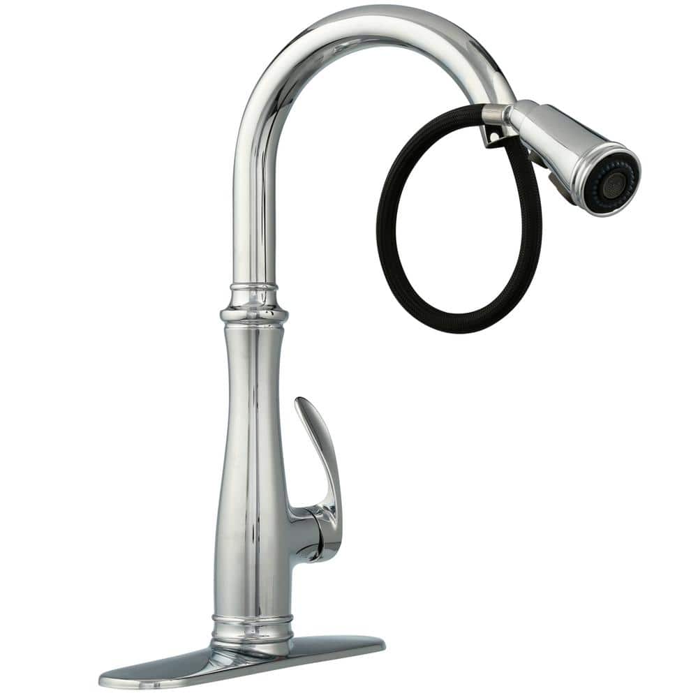 Polished Chrome Pull-Down Kitchen Faucet with Spray