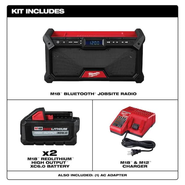 M18 18V Lith-Ion Cordless Jobsite Radio w/ (2) Battery & Charger Kit